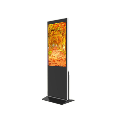 Black 49" Standalone Digital Signage Standing Kiosk 1080P Interior Use