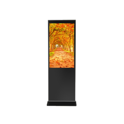 Black 49" Standalone Digital Signage Standing Kiosk 1080P Interior Use