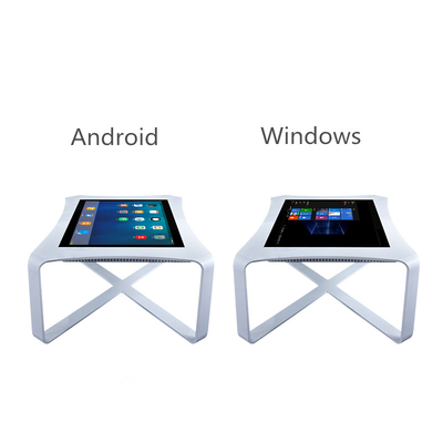 White 43 Inch Multi Touch Screen Table Standing Kiosk 500cd/M2